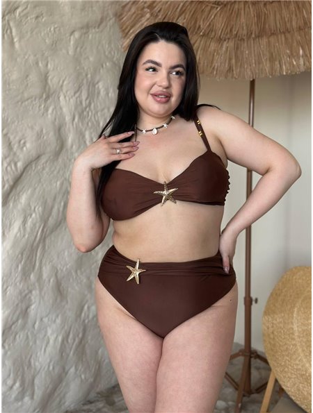 Роздільний коричневий купальник PLUS SIZE з морською зіркою SW4031 Ghazel фото - Luxbikini