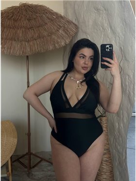 Суцільний чорний купальник PLUS SIZE SW4030 Ghazel фото - Luxbikini