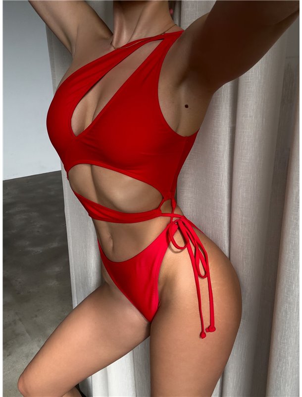 Купальник суцільний асиметричний з перехрещенням тканини 2906/89-S Domino фото - Luxbikini