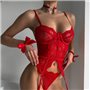Комплект червоної еротичної білизни з панчохами 134891111 Ghazel фото - Luxbikini