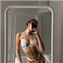 Білий мереживний комплект білизни з червоними бантиками 118301111 Ghazel фото - Luxbikini