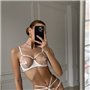 Комплект білої еротичної білизни з поясом з вишивкою 120511111 Ghazel фото - Luxbikini