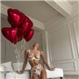 Комплект білої еротичної білизни з поясом з вишивкою 120511111 Ghazel фото - Luxbikini