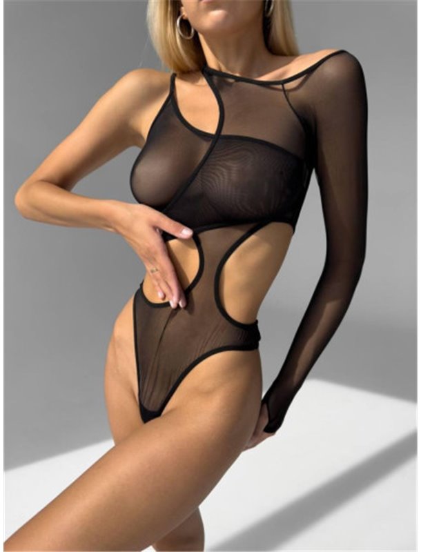 Чорний спокусливий боді з напівпрозорої сітки 142611111 Ghazel фото - Luxbikini