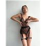 Чорний спокусливий боді з поясом та гартерами 797711111 Ghazel фото - Luxbikini