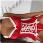 Еротичний спокусливий червоний боді з панчохами в комплекті 149991111 Ghazel фото - Luxbikini