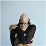 Чорний комплект еротичної білизни з відкритими грудьми з ланцюжками та поясом 814811111 Ghazel фото - Luxbikini