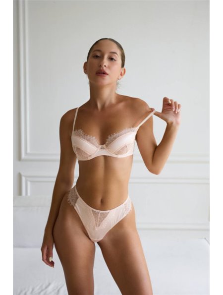 Ніжний комплект рожевої шовкової білизни з мереживом 140081111 Ghazel фото - Luxbikini