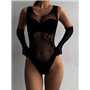 Жіночий чорний боді з сітки і мереживними вставками 228411111 Ghazel фото - Luxbikini