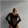 Жіночий чорний боді з сітки і мереживними вставками 228411111 Ghazel фото - Luxbikini