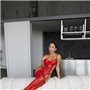 Червоний спокусливий комплект: боді з панчохами 144651111 Ghazel фото - Luxbikini