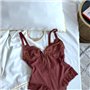 Карамельний мереживний боді з утяжкою 153281111 Ghazel фото - Luxbikini