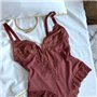 Карамельний мереживний боді з утяжкою 153281111 Ghazel фото - Luxbikini