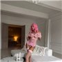 Рожеве мереживне боді із бантиками 148261111 Ghazel фото - Luxbikini