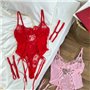 Рожевий боді з вишивкою та гартерами 140491111 Ghazel фото - Luxbikini