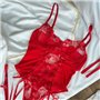 Червоний боді з вишивкою та гартерами 140441111 Ghazel фото - Luxbikini