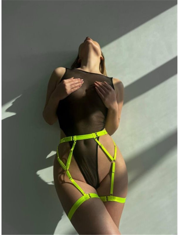 Чорний спокусливий боді з поясом та гартерами 831111111 Ghazel фото - Luxbikini