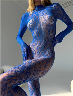 Сміливий синій бодистокінг з лео принтом 114951111 Ghazel фото - Luxbikini