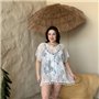 Жіноча біла мереживна пляжна туніка PLUS SIZE 159981111 Ghazel фото - Luxbikini