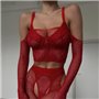 Еротичний червоний комплект панчохи з поясом + топ 262311111 Ghazel фото - Luxbikini