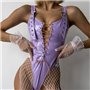 Сексуальний лавандовий шкіряний боді на шнурівці 823111111 Ghazel фото - Luxbikini