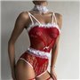 Червоний еротичний боді з чокером та панчохами 117141111 Ghazel фото - Luxbikini
