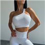 Ефектний білий фітнес костюм: топ+лосини рубчик 846911111 Ghazel фото - Luxbikini