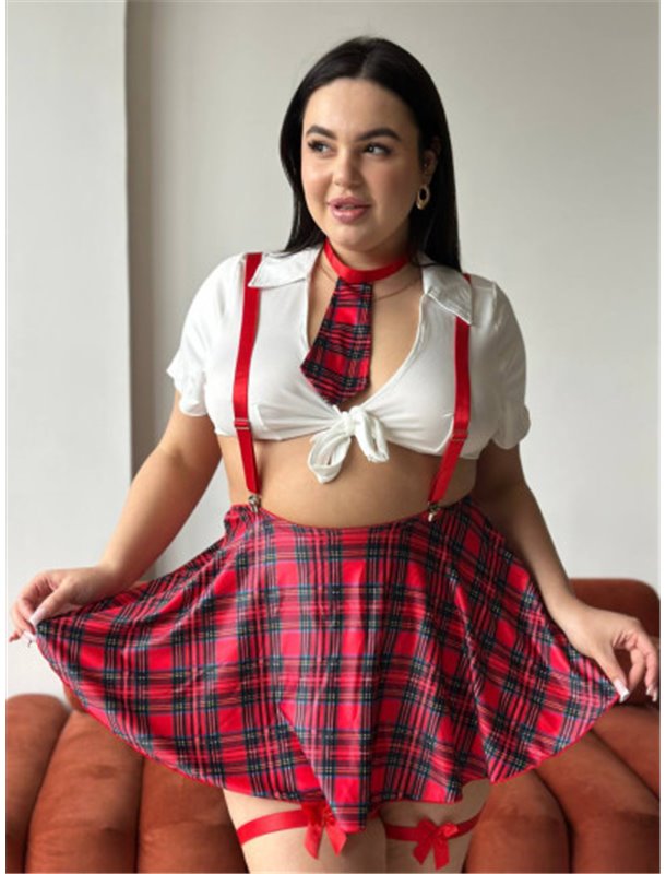 Еротичний костюм школярки з підтяжками PLUS SIZE костюм для рольових ігор 152721111 Ghazel фото - Luxbikini