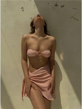Пудровий роздільний купальник-бандо 784211111 Ghazel фото - Luxbikini