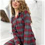 Фланелева червона піжамка на ґудзиках в сіру клітинку 842811111 Ghazel фото - Luxbikini