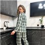 Фланелева жіноча піжама на ґудзиках в зелену клітинку 832511111 Ghazel фото - Luxbikini