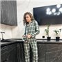 Фланелева жіноча піжама на ґудзиках в зелену клітинку 832511111 Ghazel фото - Luxbikini
