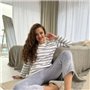 Махрова тепла ніжно-блакитна піжамка в полосочку 818111111 Ghazel фото - Luxbikini