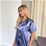 Синя шовкова піжама з шортами в принт сердечко 793611111 Ghazel фото - Luxbikini