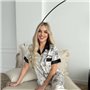 Класична шовкова піжама з ніжним принтом і чорним акцентом 896611111 Ghazel фото - Luxbikini