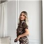 Шовкова леопардова піжама на ґудзиках з шортиками 111161111 Ghazel фото - Luxbikini