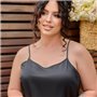 Чорна шовкова піжама з рожевими шортами PLUS SIZE 762611111 Ghazel фото - Luxbikini