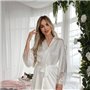 Сатинова біла піжамка з мереживними вставками з халатиком 130601111 Ghazel фото - Luxbikini