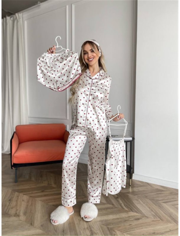 Костюм-піжама четвірка з ніжного шовку 127861111 Ghazel фото - Luxbikini