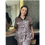 Піжама з леопардовим принтом PLUS SIZE з сорочкою та штанами 132991111 Ghazel фото - Luxbikini