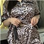 Піжама з леопардовим принтом PLUS SIZE з сорочкою та штанами 132991111 Ghazel фото - Luxbikini