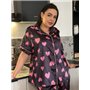 Піжама PLUS SIZE чорна у сердечко з сорочкою та штанами 133771111 Ghazel фото - Luxbikini