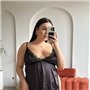 Атласний короткий пеньюар з мереживними краями PLUS SIZE 152871111 Ghazel фото - Luxbikini