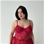 Мереживний червоний пеньюар еротична білизна з гартерами PLUS SIZE 160621111 Ghazel фото - Luxbikini