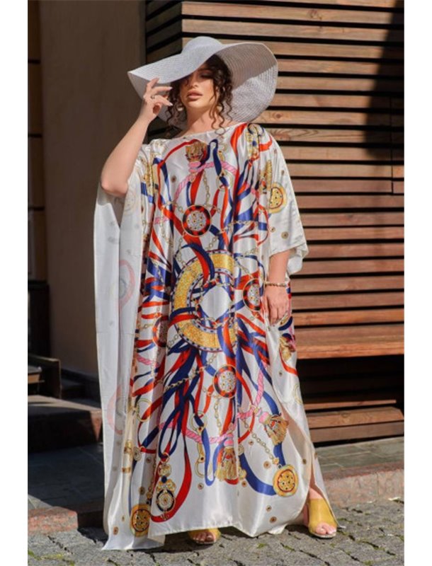 Розкішна шовкова довга сукня-туніка біла PLUS SIZE 477111111 Ghazel фото - Luxbikini