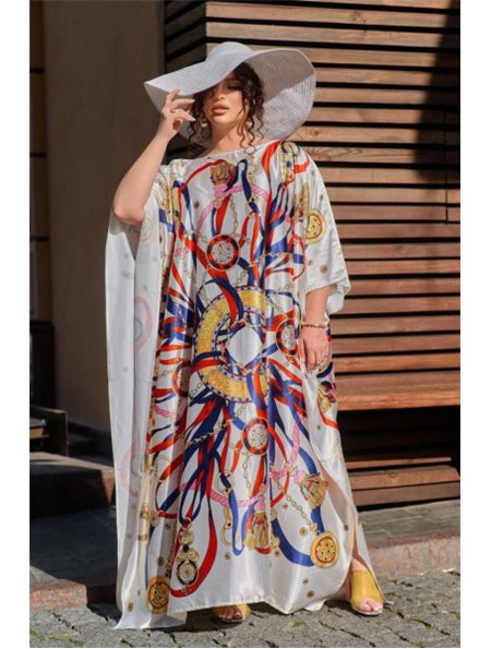 Розкішна шовкова довга сукня-туніка біла PLUS SIZE 477111111 Ghazel фото - Luxbikini