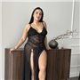 Розкішна чорна мереживна довга сорочка PLUS SIZE 144081111 Ghazel фото - Luxbikini