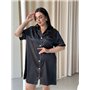 Чорна шовкова сорочка на ґудзиках PLUS SIZE 952411111 Ghazel фото - Luxbikini