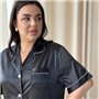 Чорна шовкова сорочка на ґудзиках PLUS SIZE 952411111 Ghazel фото - Luxbikini