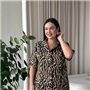 Шовкова леопардова сорочка на ґудзиках для дому PLUS SIZE 102261111 Ghazel фото - Luxbikini